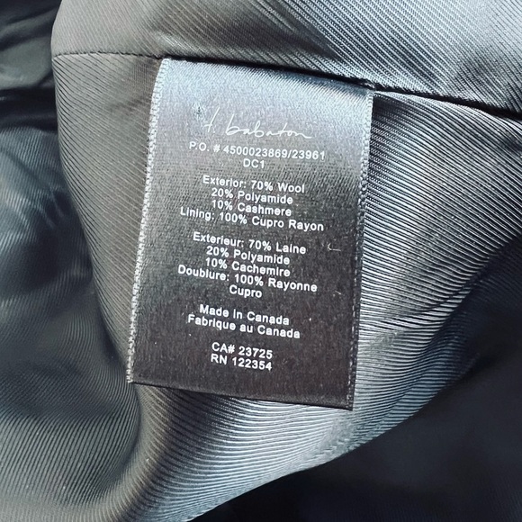 BABATON Black Wool & Cashmere Car Coat Jacket Size Medium - Picture 7 of 7